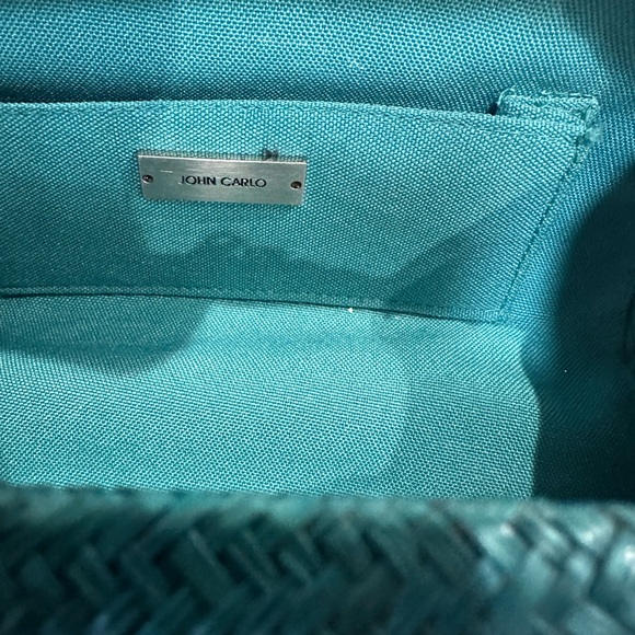 John Carlo snakeskin/woven Shoulder Bag/clutch with (teal, black, green) - Picture 5 of 6